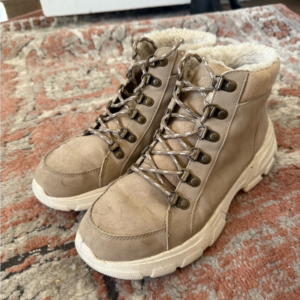 Stylish Tan Lace-Up Ankle Boots